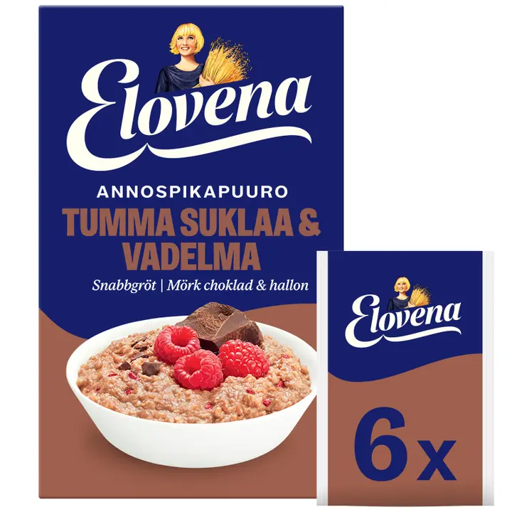 Elovena kiirpuder tumeda šokolaadi ja vaarikatega 6 x 35 g