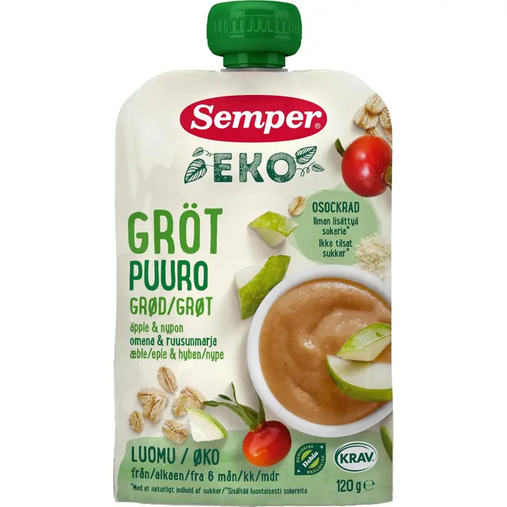 Semper EKO Puuro Omena & ruusunmarja 6 kk lastenpuuro 120g