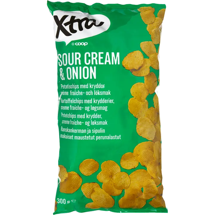 Xtra Sourcream & Onion perunalastut 300 g