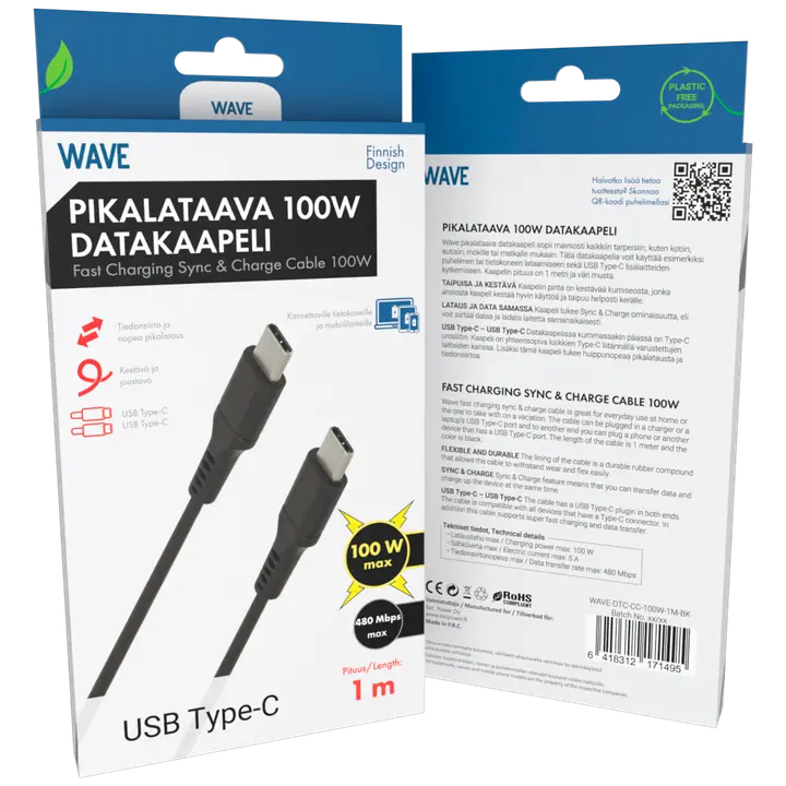 Datakaabel USB Type-C 100W 1m