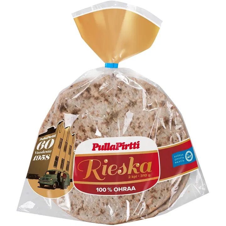 Pulla-Pirtti Rieska 2/310g laktoositon kuitupitoinen voimakassuolainen ohrarieska