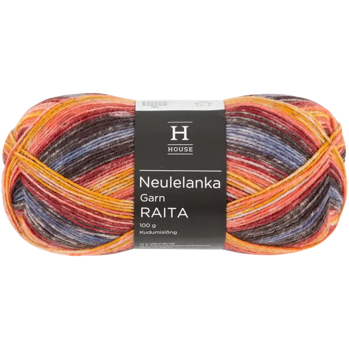 House sukkalanka Raita-kuvio 100 g keltainen/harmaa/oranssi 32841