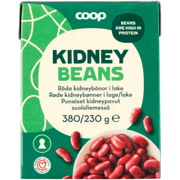 Coop punaiset kidneypavut suolaliemessä 380/230 g