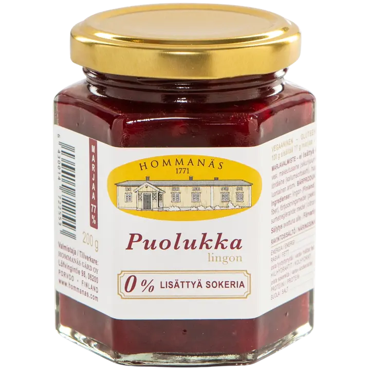 Hommanäs 1771 puolukka, 0 % lisättyä sokeria, 200 g