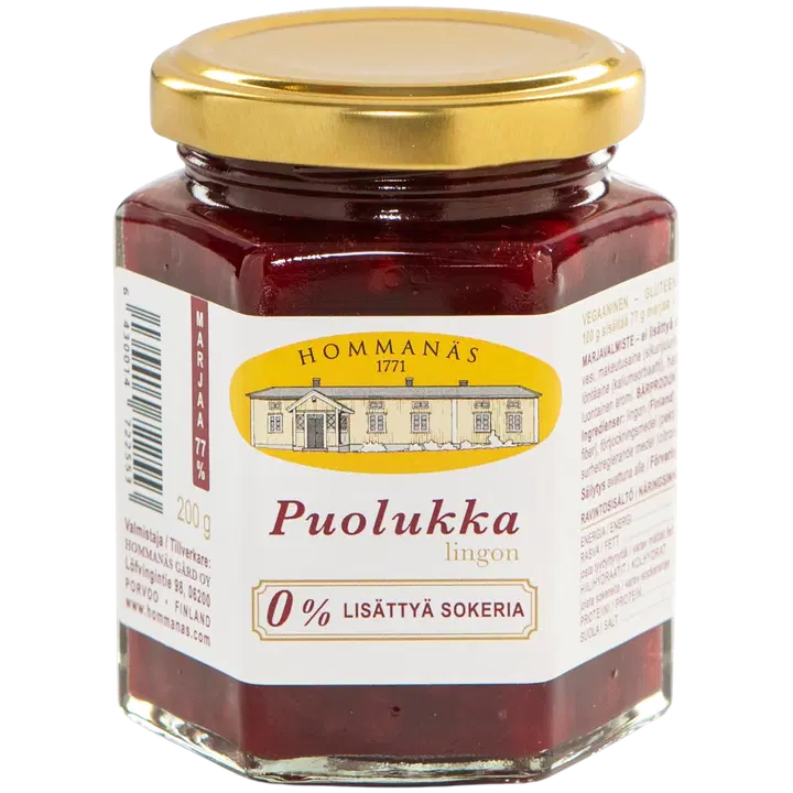 Hommanäs puolukka, 0 % lisättyä sokeria, 200 g