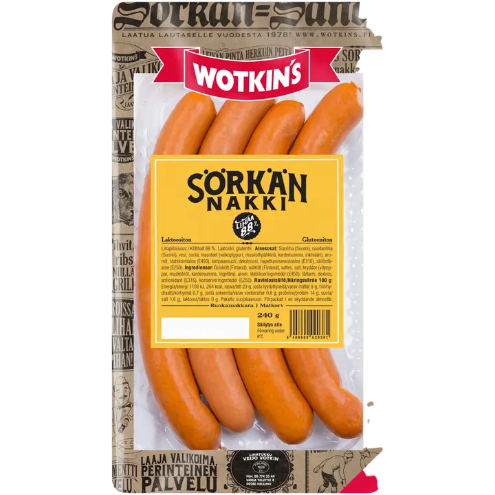 Wotkin´s 240 g Sörkän nakki ruokamakkara