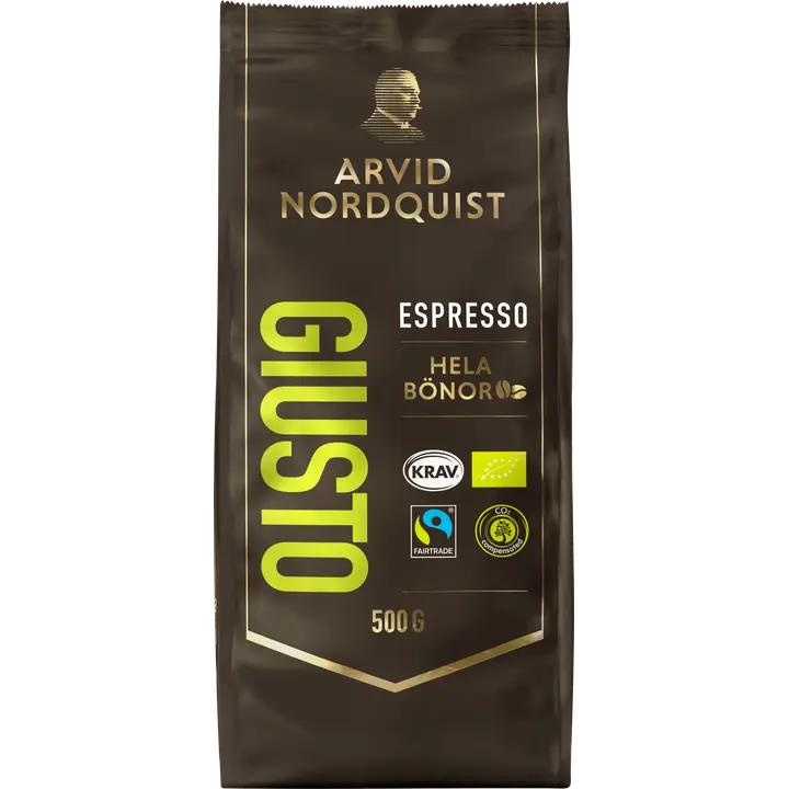 Arvid Nordquist Espresso 500g Giusto pavut Luomu, Fairtrade