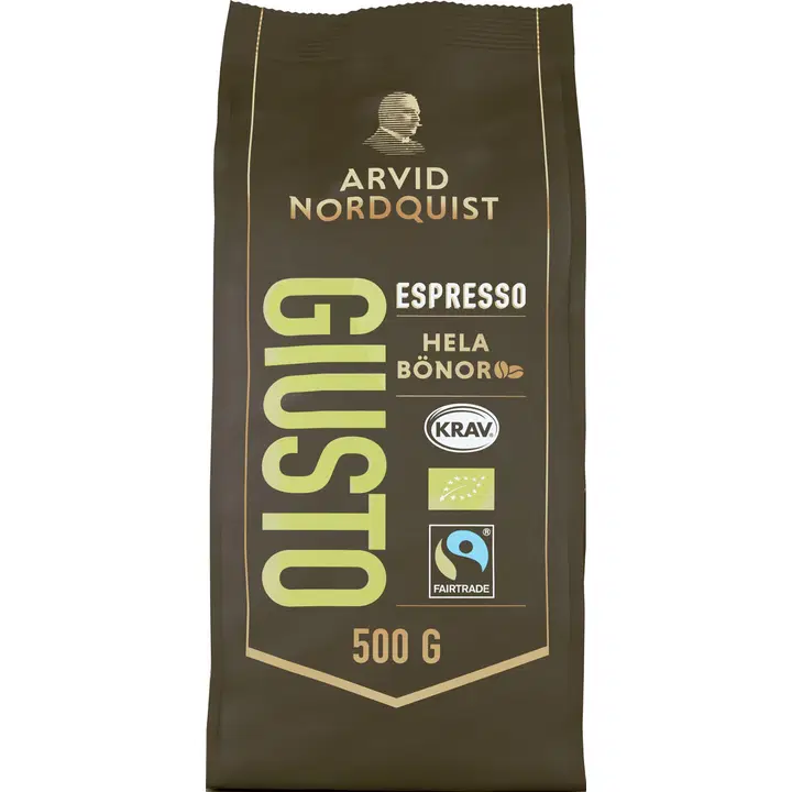 Arvid Nordquist Espresso 500g Giusto pavut Luomu, Fairtrade