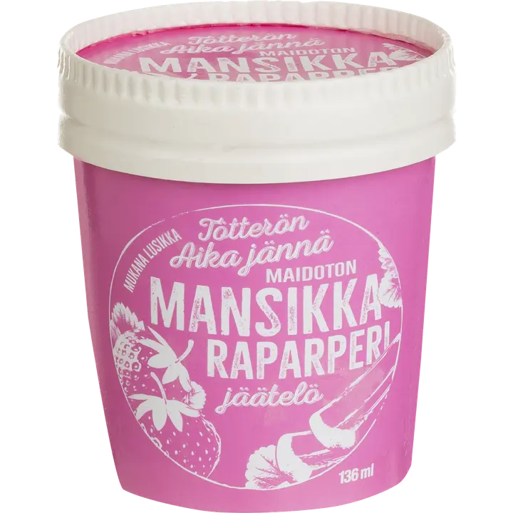 Tötterö 136ml Vegaaninen Mansikkajäätelö Raparperikastikkeella