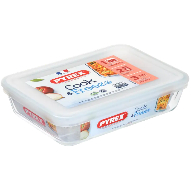 Pyrex Cook & Freeze kannellinen lasivuoka 19x14cm