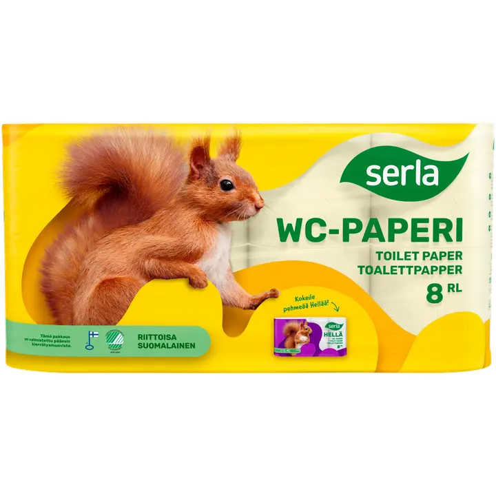 Tualettpaber Serla 3-kihiline kollane 8 rulli