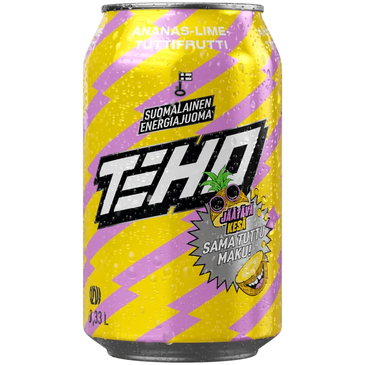 TEHO Ananas-Lime-Tuttifrutti energiajuoma 0,33 l tlk