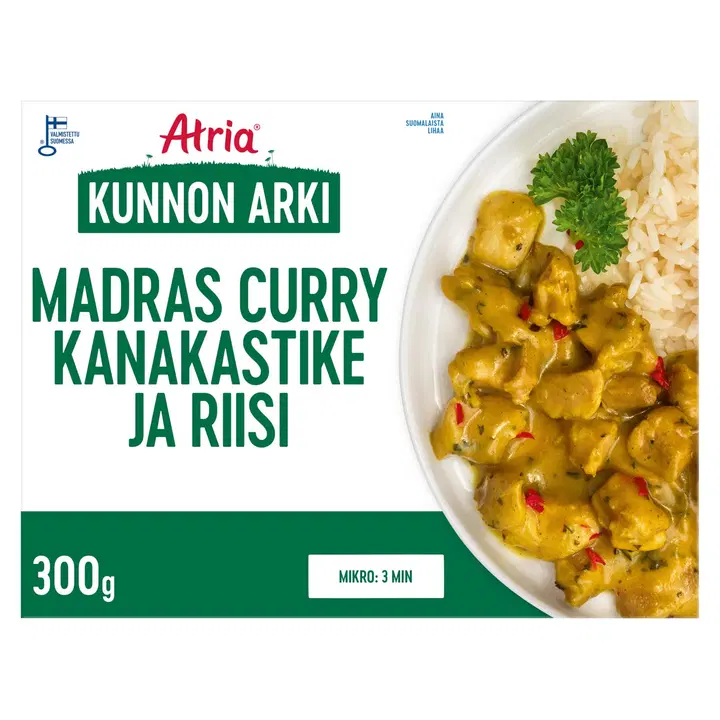 Atria Kunnon Arki Madras Curry Kanakastike ja Riisi 300g