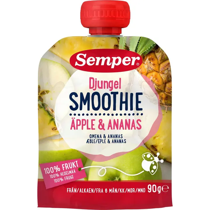 Semper Smoothie Djungel omenaa ja ananasta alkaen 6 kk lasten hedelmäsose 90g