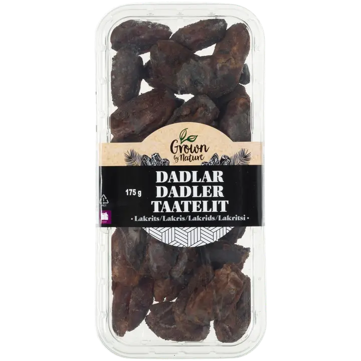 Grown by Nature kuivatut taatelit lakritsi 175g