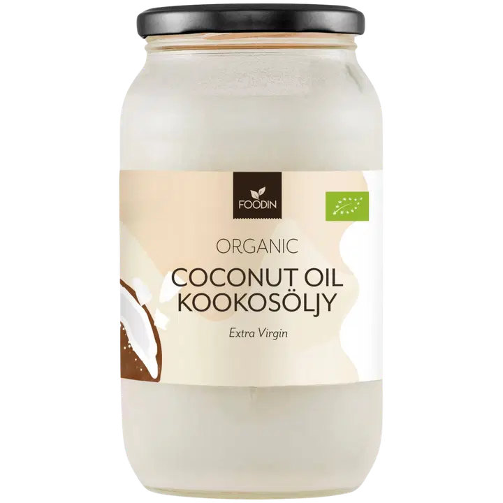 Foodin Neitsytkookosöljy, kylmäpuristettu luomu 1L