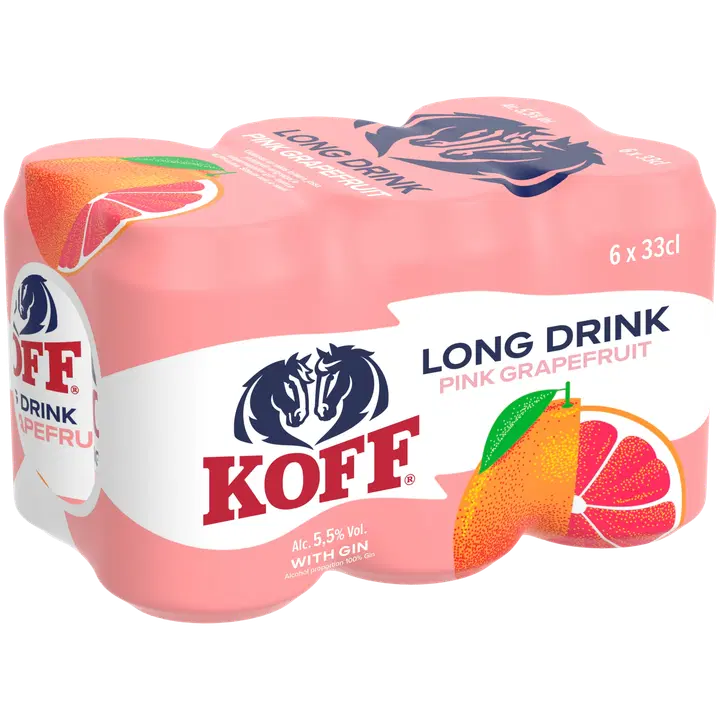 6-pack Koff Long Drink Pink Grapefruit 5,5 % tölkki 0,33 L