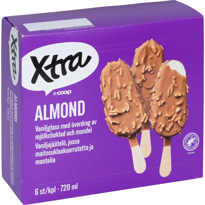 Xtra Almond jäätelöpuikko 6 x 120 ml/80 g