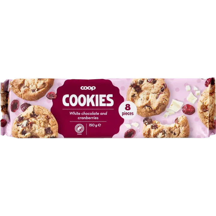 Coop valkosuklaa-karpalocookie 150 g