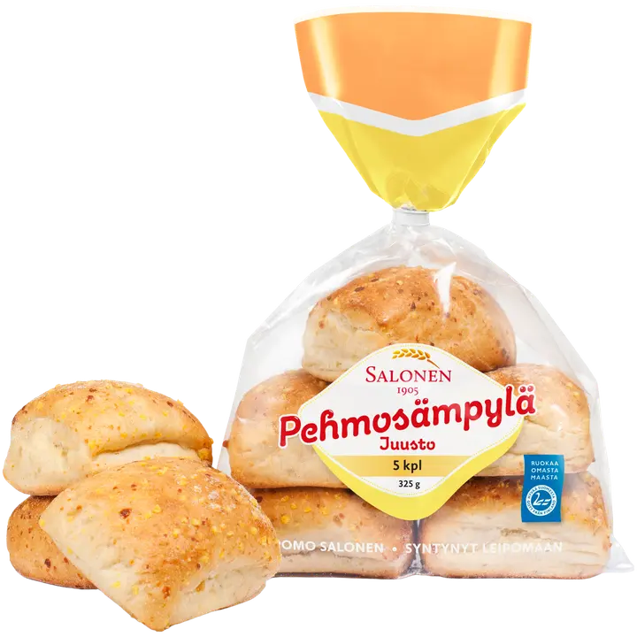 Leipomo Salonen Pehmosämpylä juusto 5/325 g vehnä-juustosämpylä