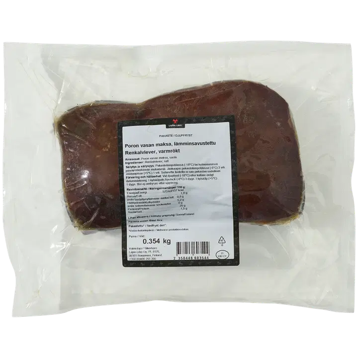 Lapin Liha Lämminsavustettu poron maksa noin 330g pakaste