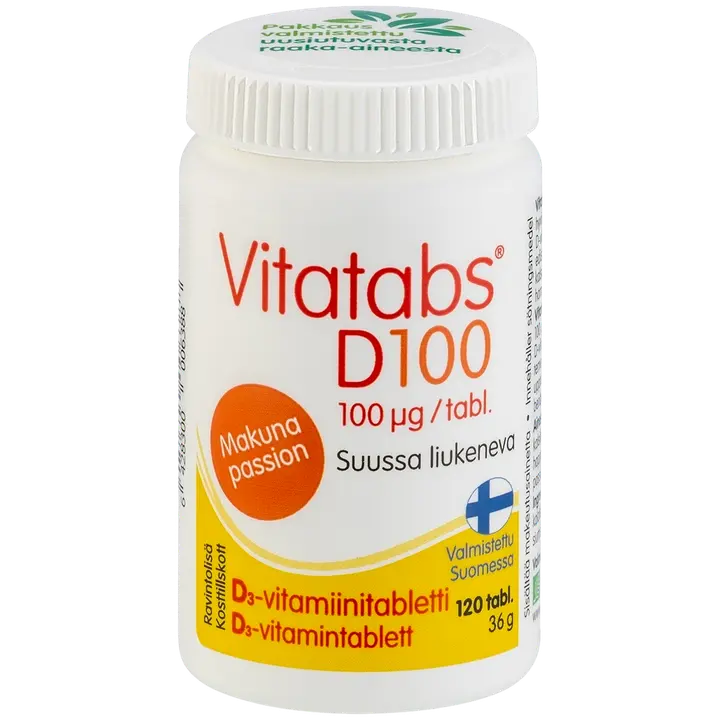 Vitatabs D3-vitamiini tabletid passioonvilja 100 µG 120tk 36g