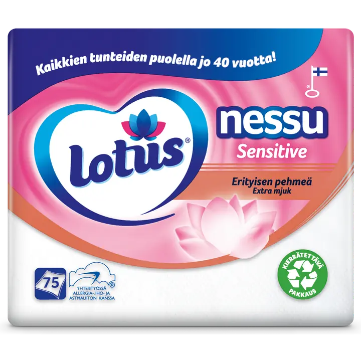 LOTUS Nessu Sensitive Nenäliina 75 kpl