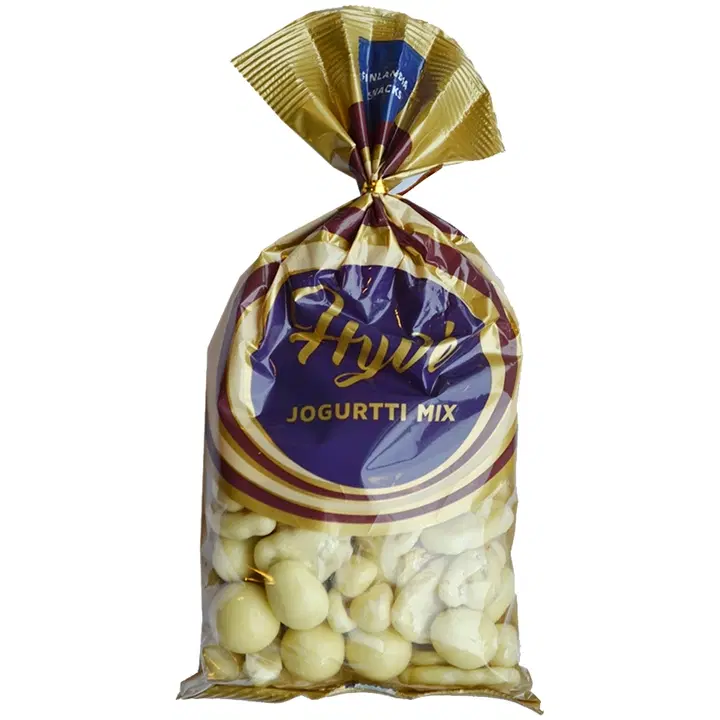 Finlandia Snacks Hyvé Jogurttimix, kuorrutettuja pähkinöitä ja kuivahedelmiä 250g