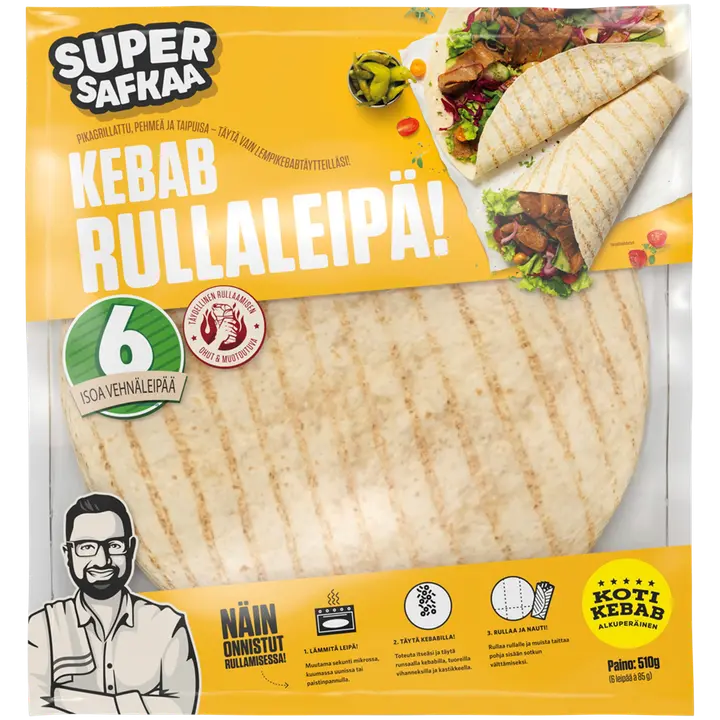6kpl Super Safkaa Kebabrullaleipä 510g