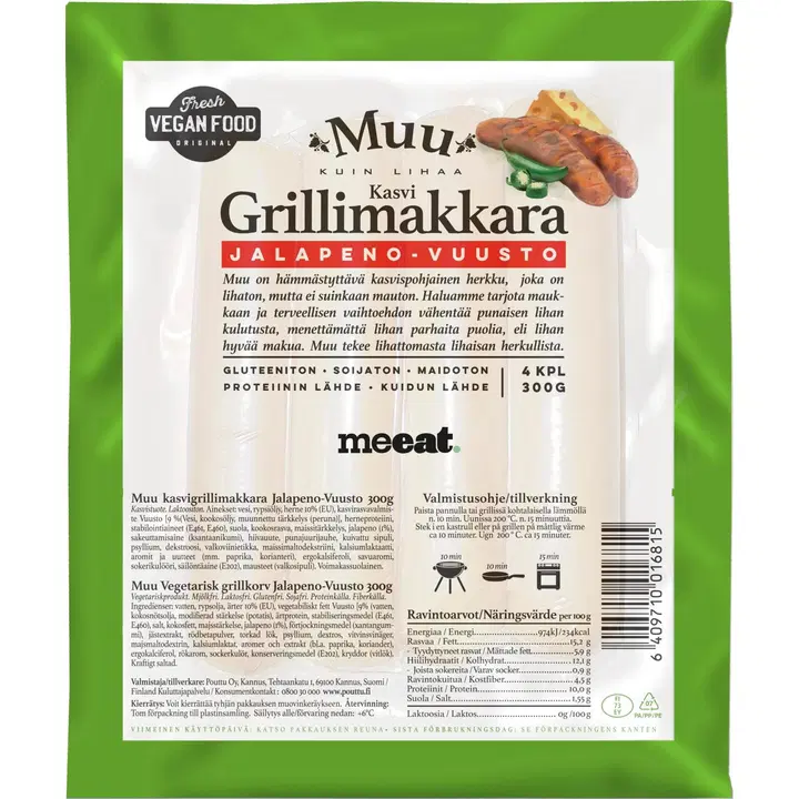 MUU Kasvigrillimakkara Jalapeno-vuusto 300 g