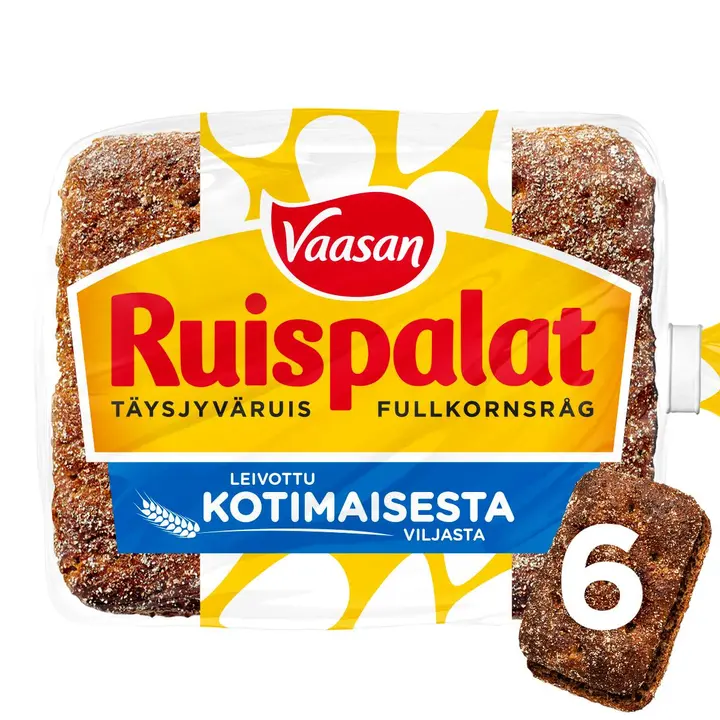 Vaasan Ruispalat 330 g 6 kpl revitty täysjyväruisleipä