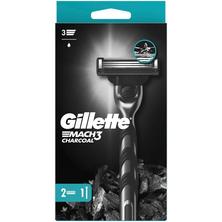 Raseerija Gillette Mach 3-tera Charcoal+2 varutera
