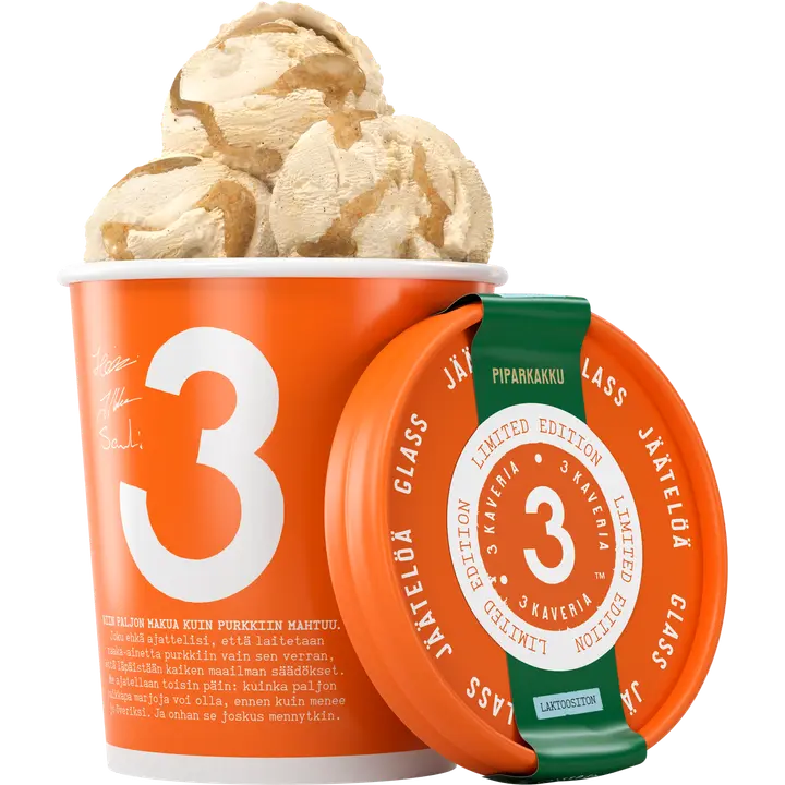 3 Kaveria Laktoositon Piparkakku jäätelö 500ml/400g