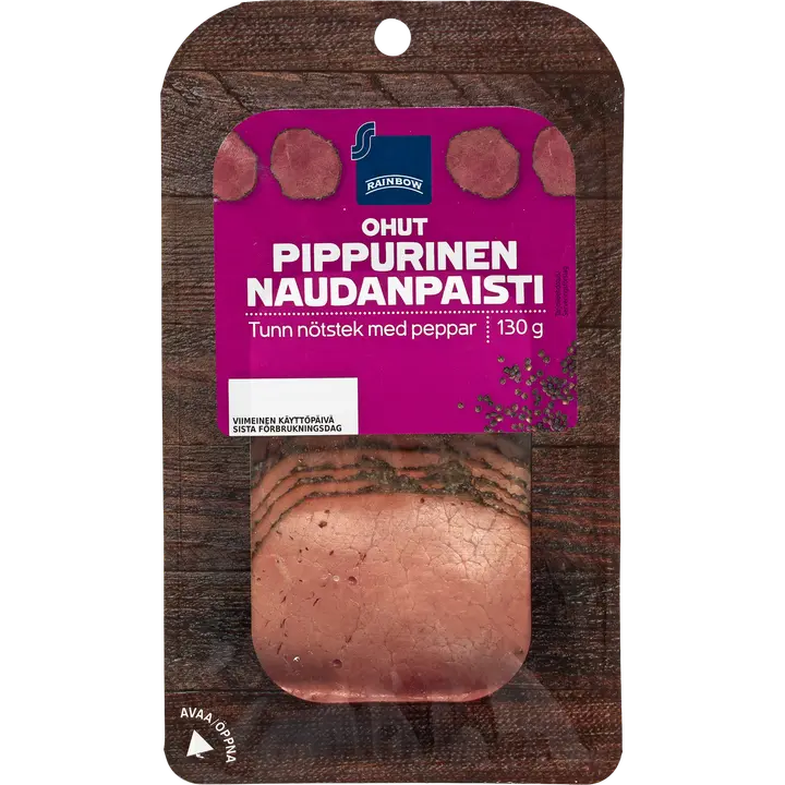 Rainbow Ohut pippurinen naudanpaisti 130g