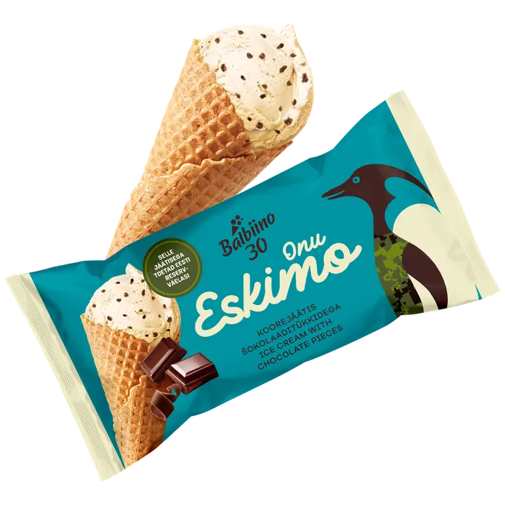 Koorejäätis šokolaaditükkidega vahvlikoonuses, 80g/165ml