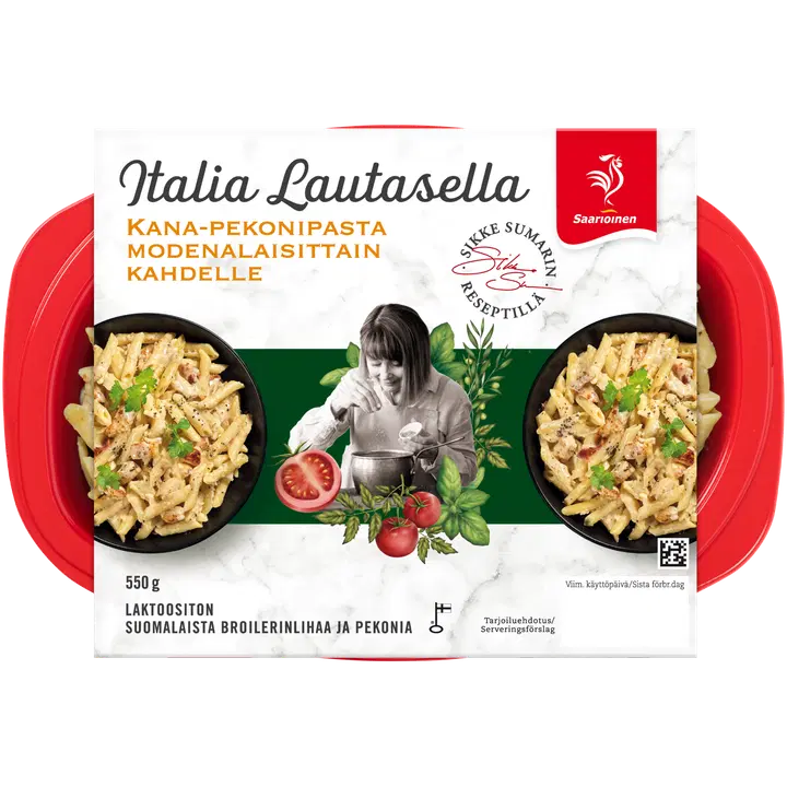 Saarioinen Kana-pekonipasta modenalaisittain kahdelle 550g