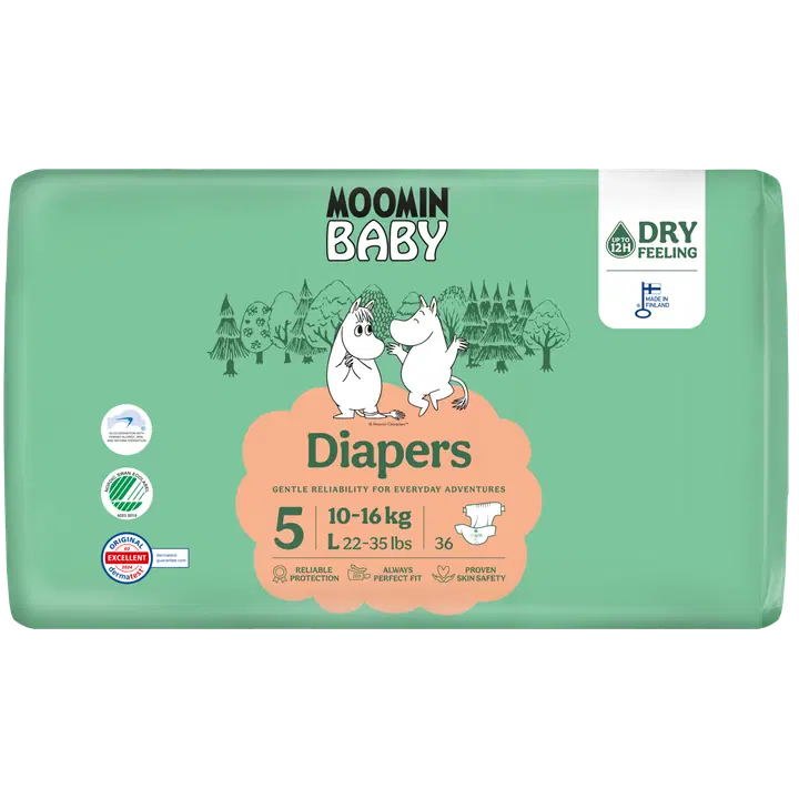 Moomin Baby teipmähkmed S5, 10-16 kg, 36 tk