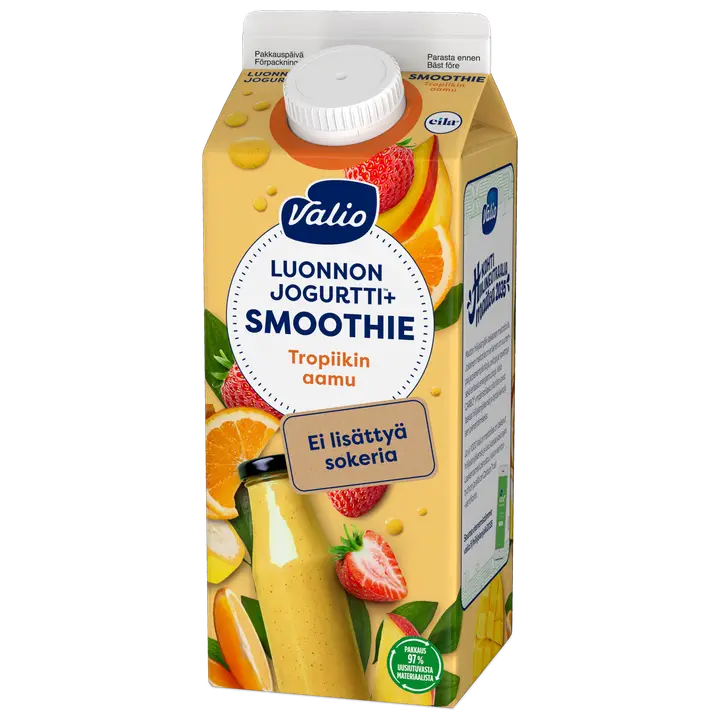 Valio Luonnonjogurtti+™ smoothie 0,75 l tropiikin aamu ei lisättyä sokeria, laktoositon