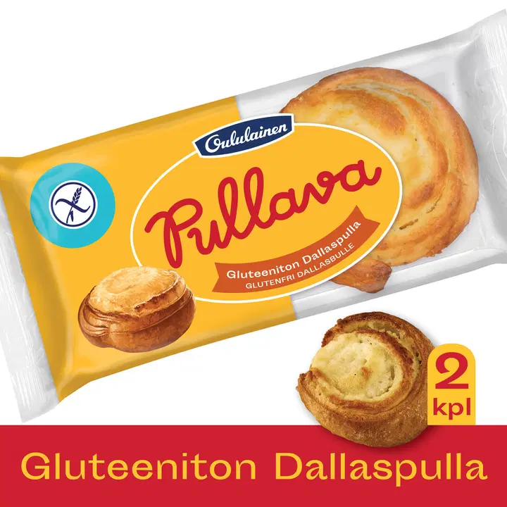 Oululainen Pullava Gluteeniton Dallaspulla 2kpl 140g