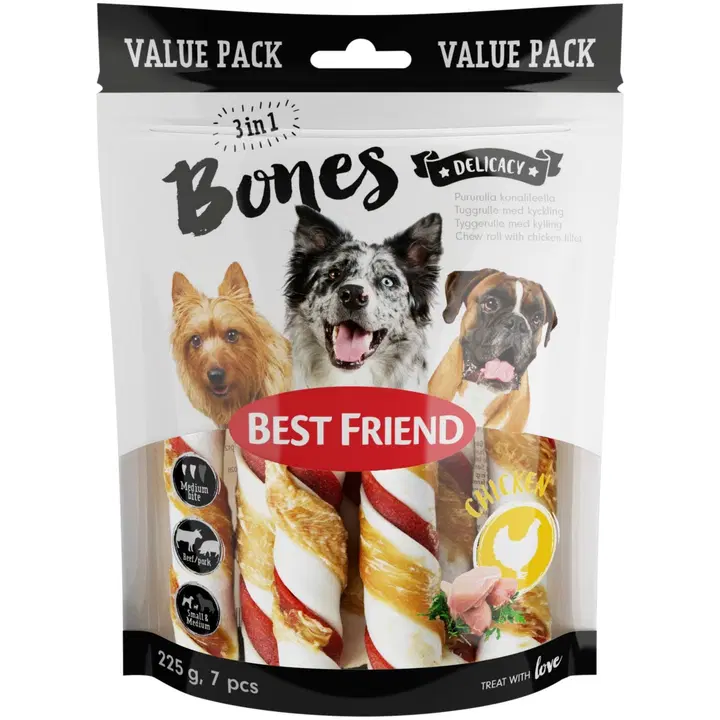 Best Friend Bones 3in1 nauta-possu-kanarulla 225g