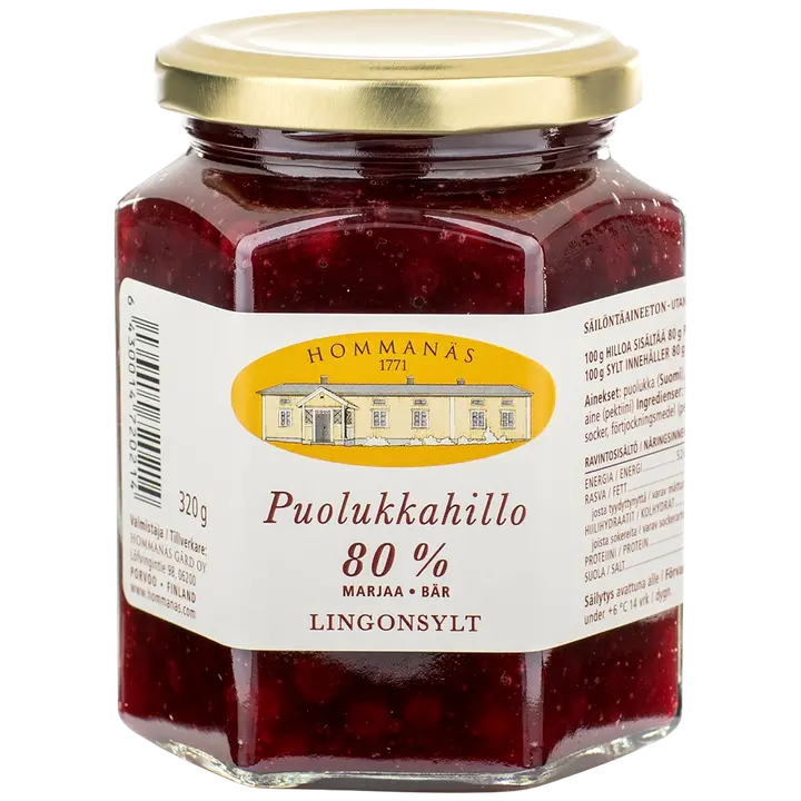 Hommanäs 320g puolukkahillo 80%