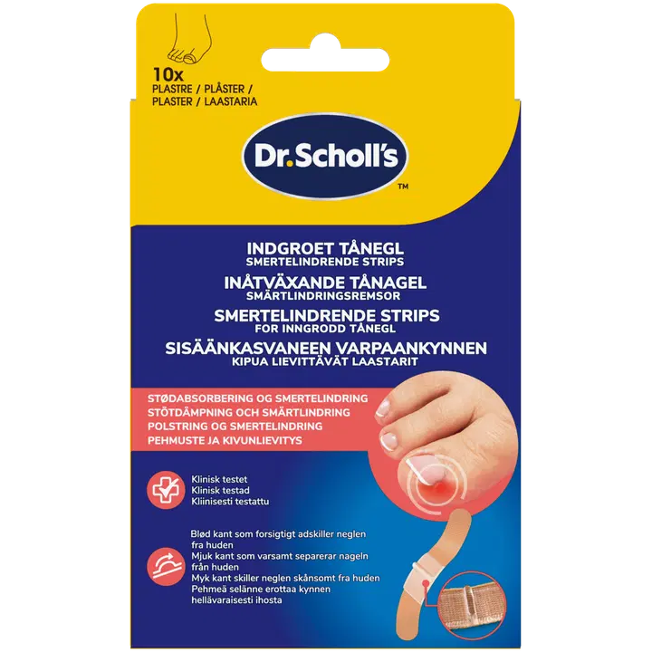 Dr. Scholl's Sisäänkasvaneen varpaankynnen kipua lievittävät laastarit, 10 kpl