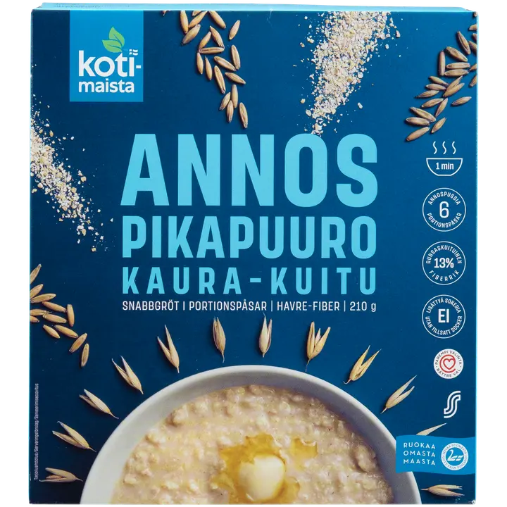 Kotimaista annospikapuuro kaurahiutale ja kuitu 210 g (6 x 35 g)