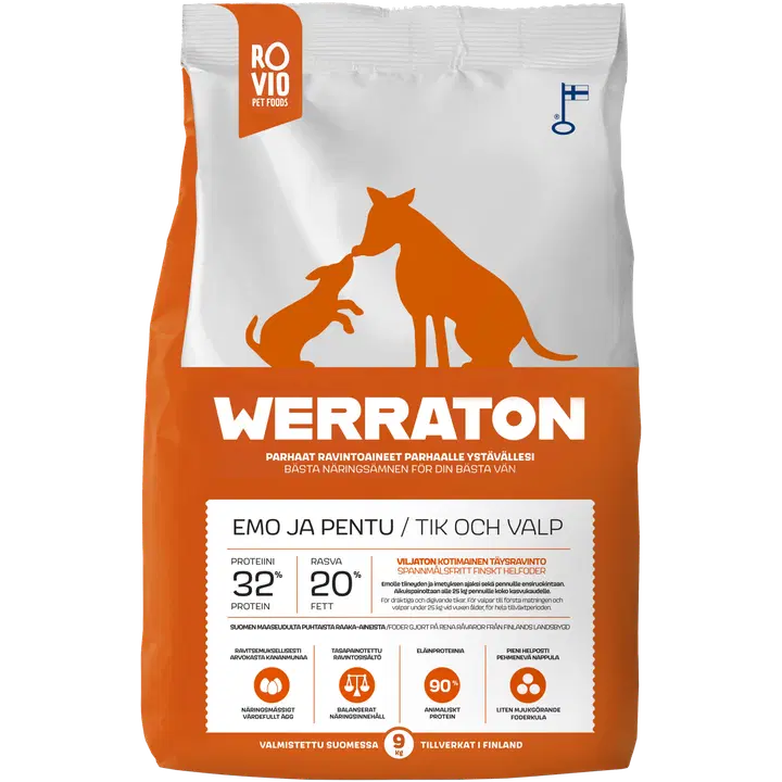 Werraton Emo ja Pentu koiranruoka 9 kg