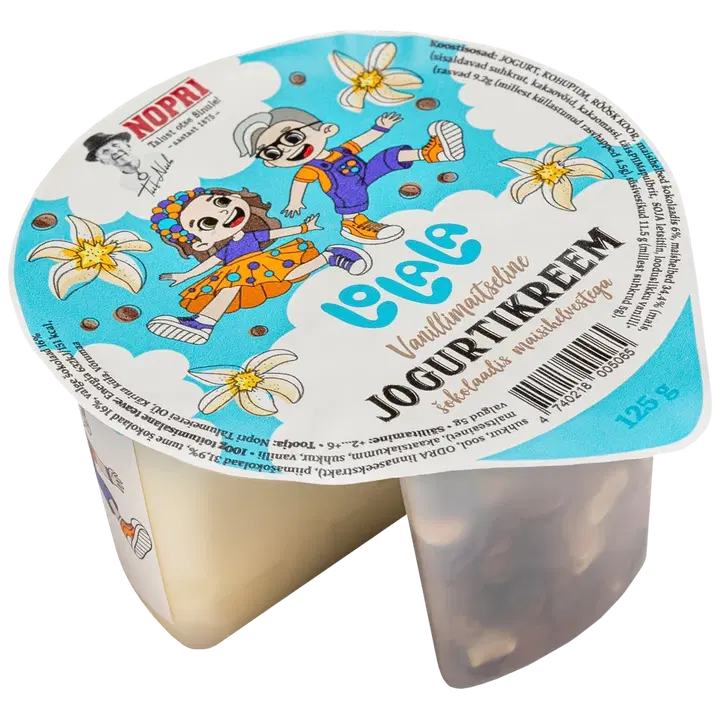 Nopri Lolala vanillimaitseline jogurtikreem ja šokolaadis maisihelvestega, 125g
