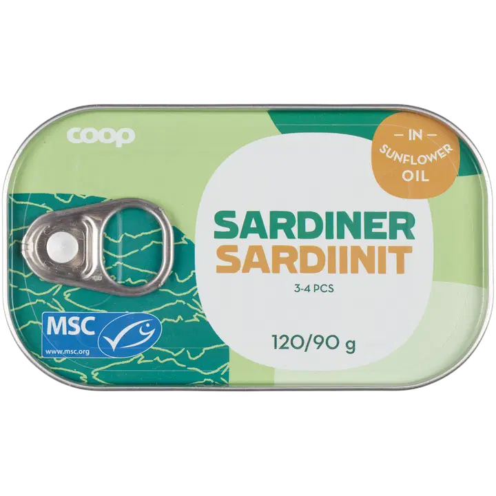 Coop sardiinit auringonkukkaöljyssä MSC 120/90 g
