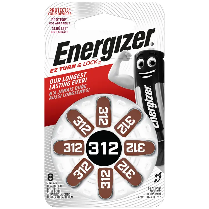 Energizer kuulokojeparisto EZ Turn & Lock 312, 8 kpl