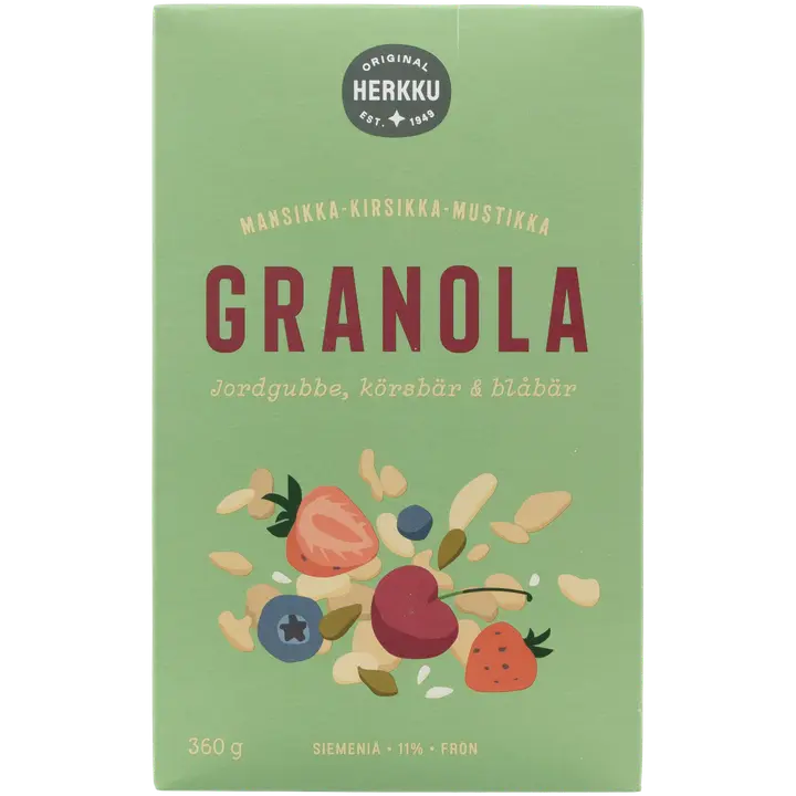 Herkku granola mansikka-kirsikka-mustikka 360 g