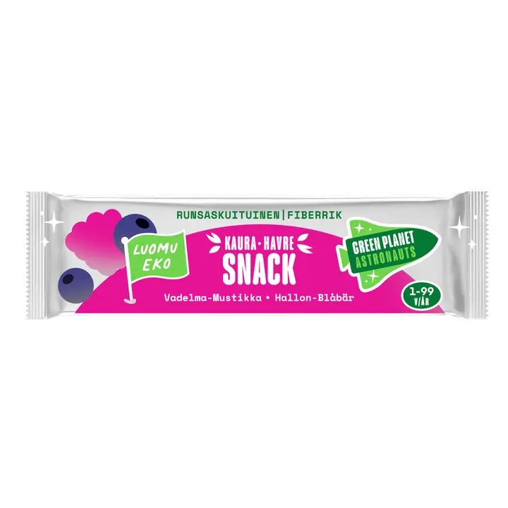 Green Planet Astronauts LUOMU kaurapatukka vadelma-mustikka 30g 12kk+