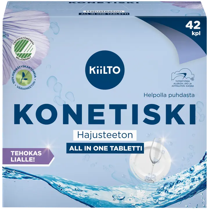 Kiilto All in 1 konetiskitabletti Hajusteeton 42 kpl